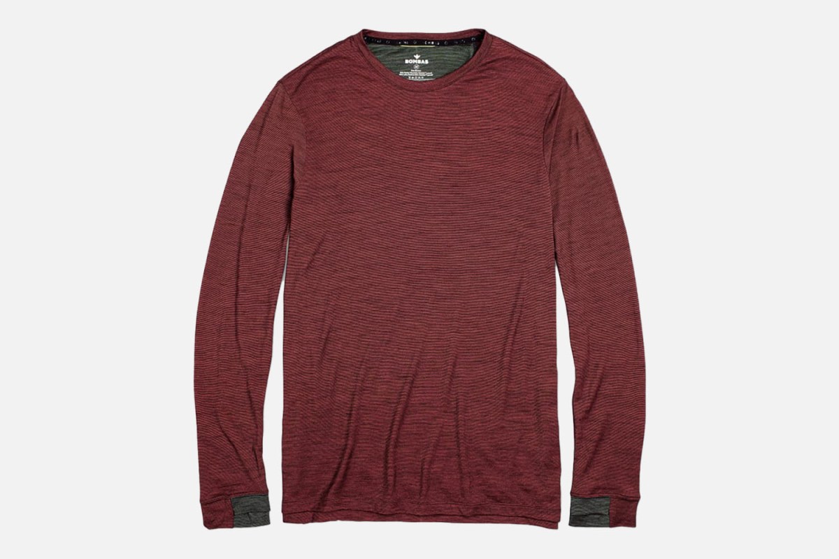 Bombas Men’s Merino Wool Blend Crew Neck Long Sleeve T-Shirt