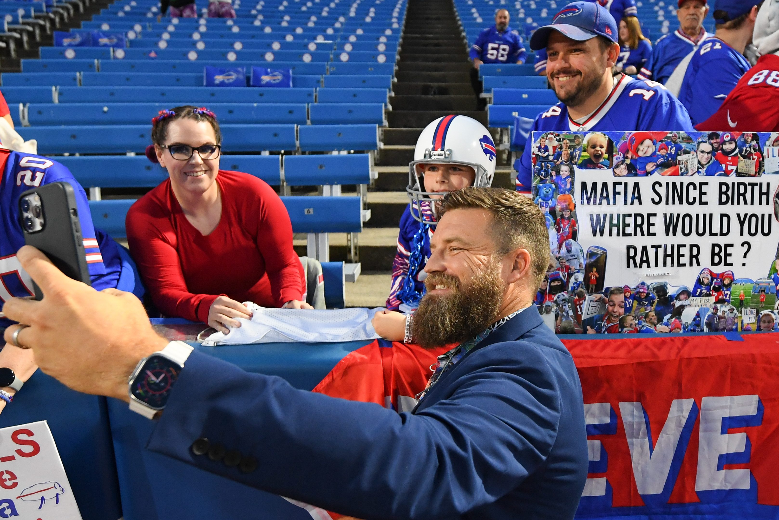 Ryan Fitzpatrick with fans in Orchard Park.