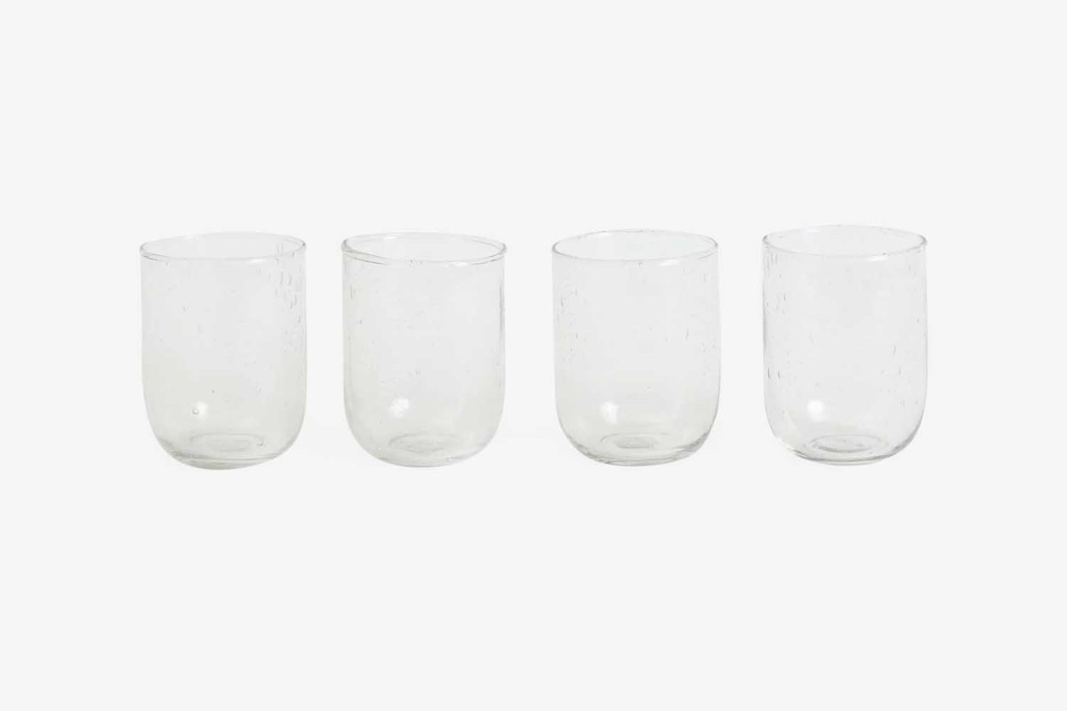 The Six Bells Clear Short Seeded Glasses