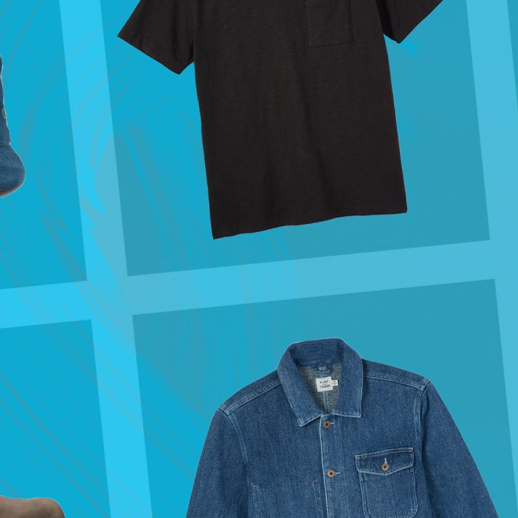 a collage of items from the Huckberry Cyber Monday Sale on a blue background