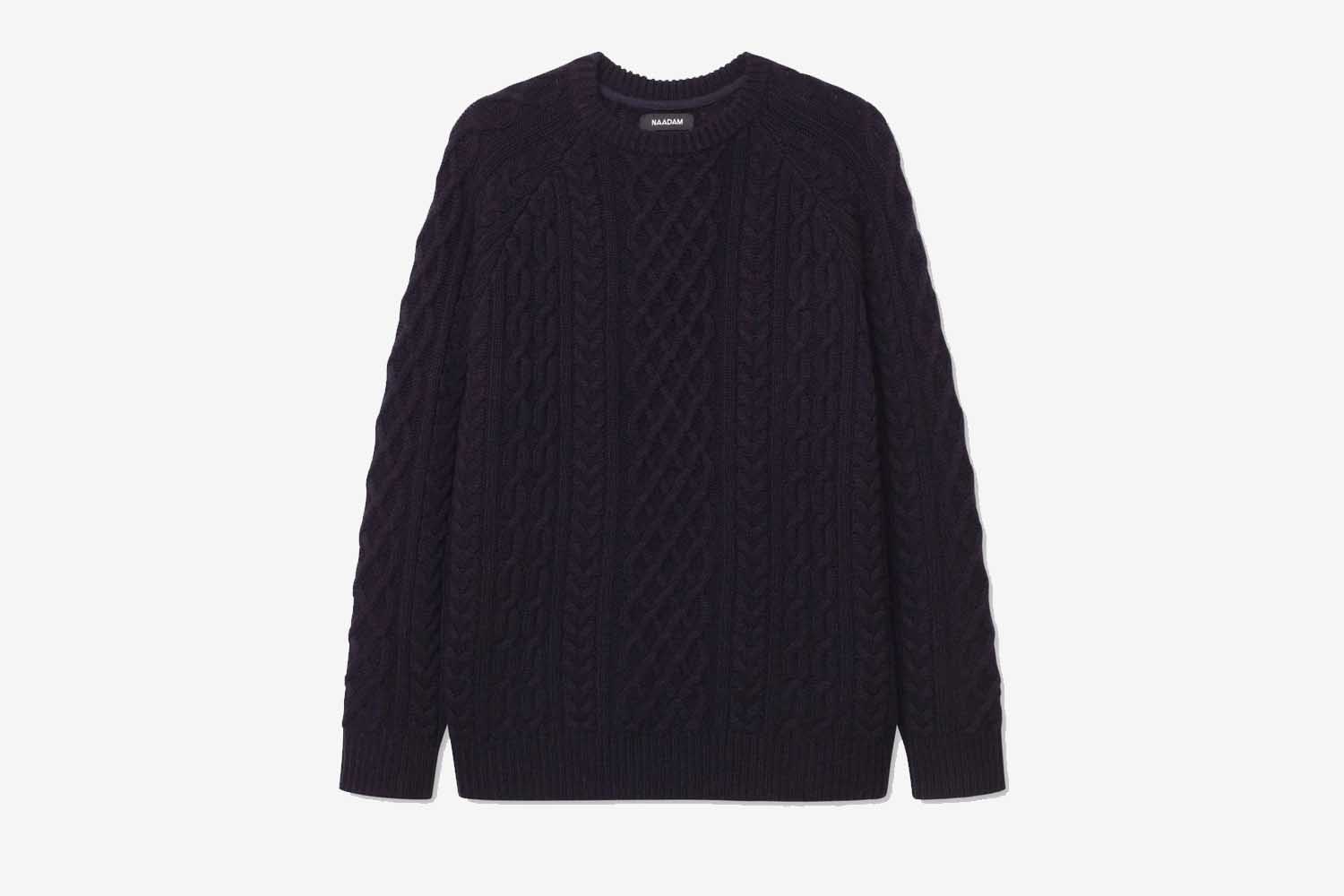 Naadam Luxe Cashmino Cable Crewneck Sweater