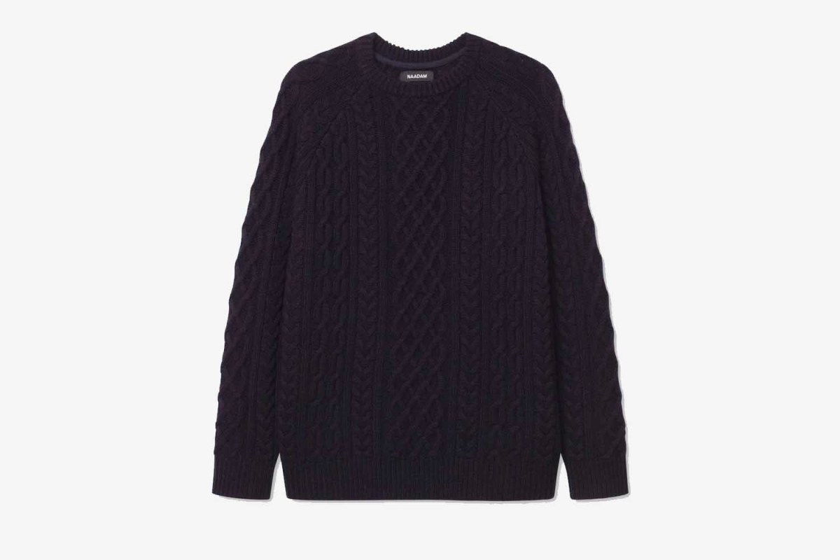 Naadam Luxe Cashmino Cable Crewneck Sweater