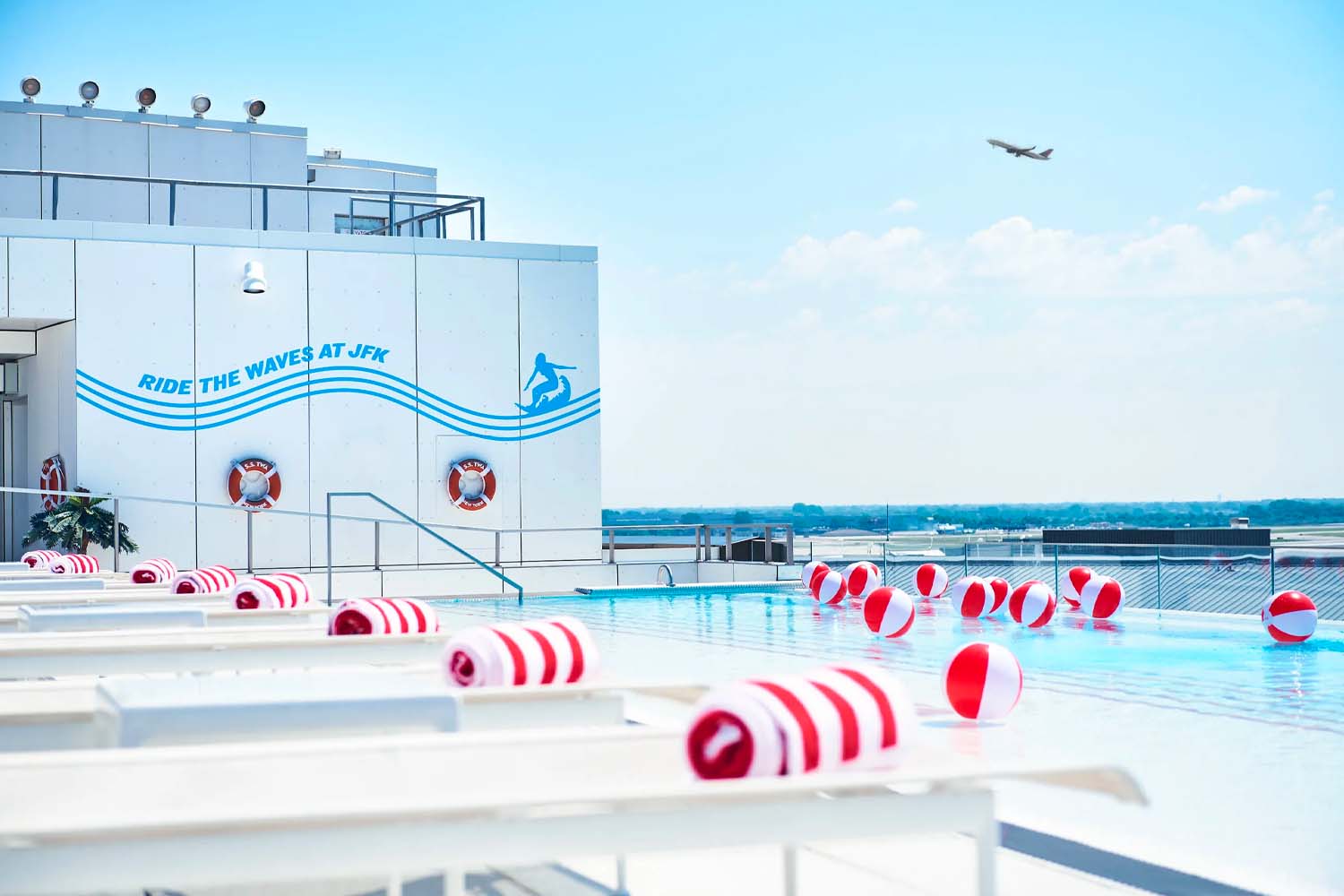 The pool deck at TWA Hotel