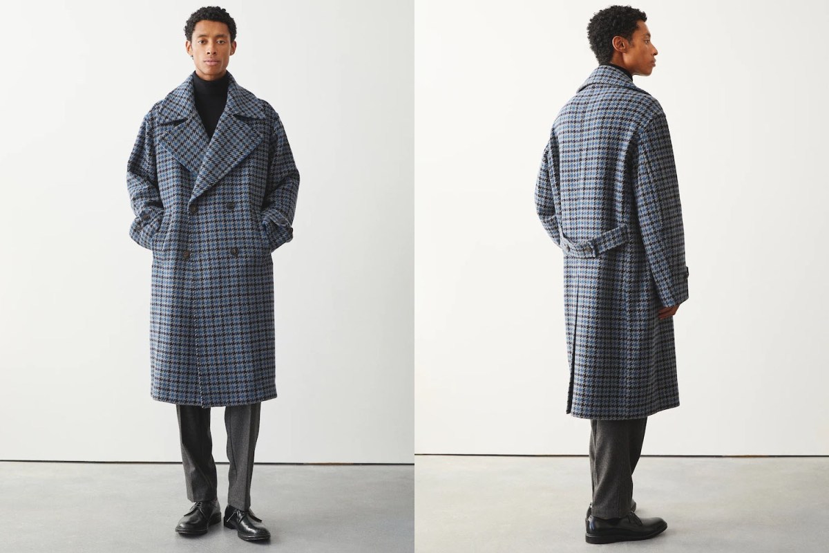 Todd Snyder Italian Oversized Double Breasted Houndstooth Topcoat