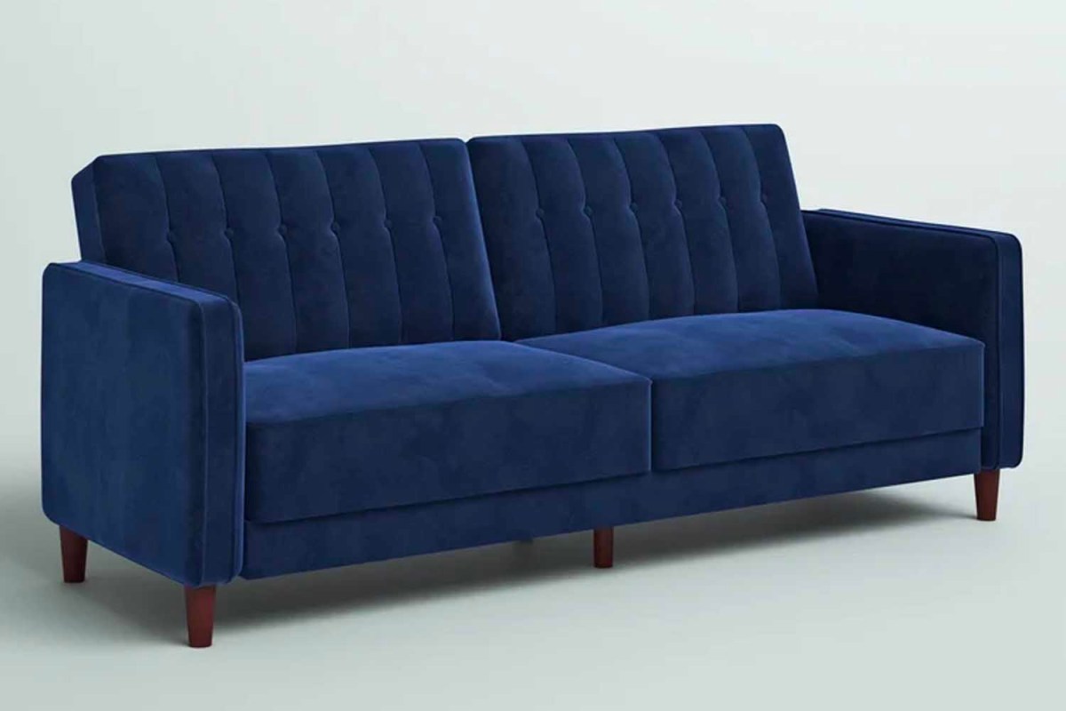 Mercury Row Perdue 81.5″ Velvet Square Arm Convertible Sofa