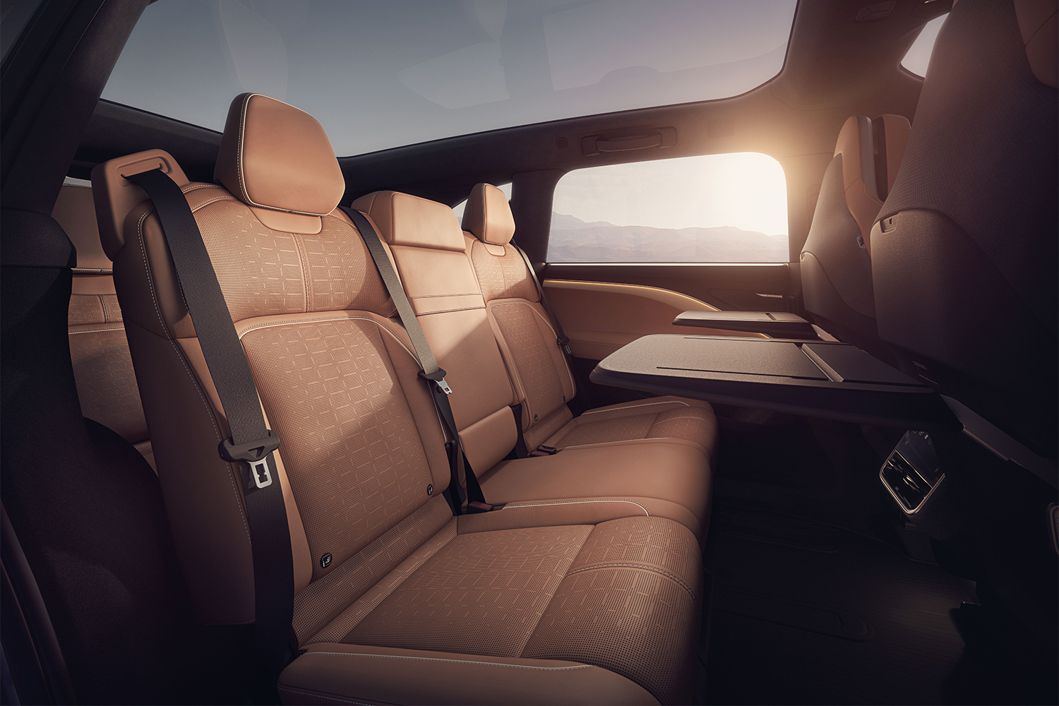 The second row of seats in Lucid's new electric SUV