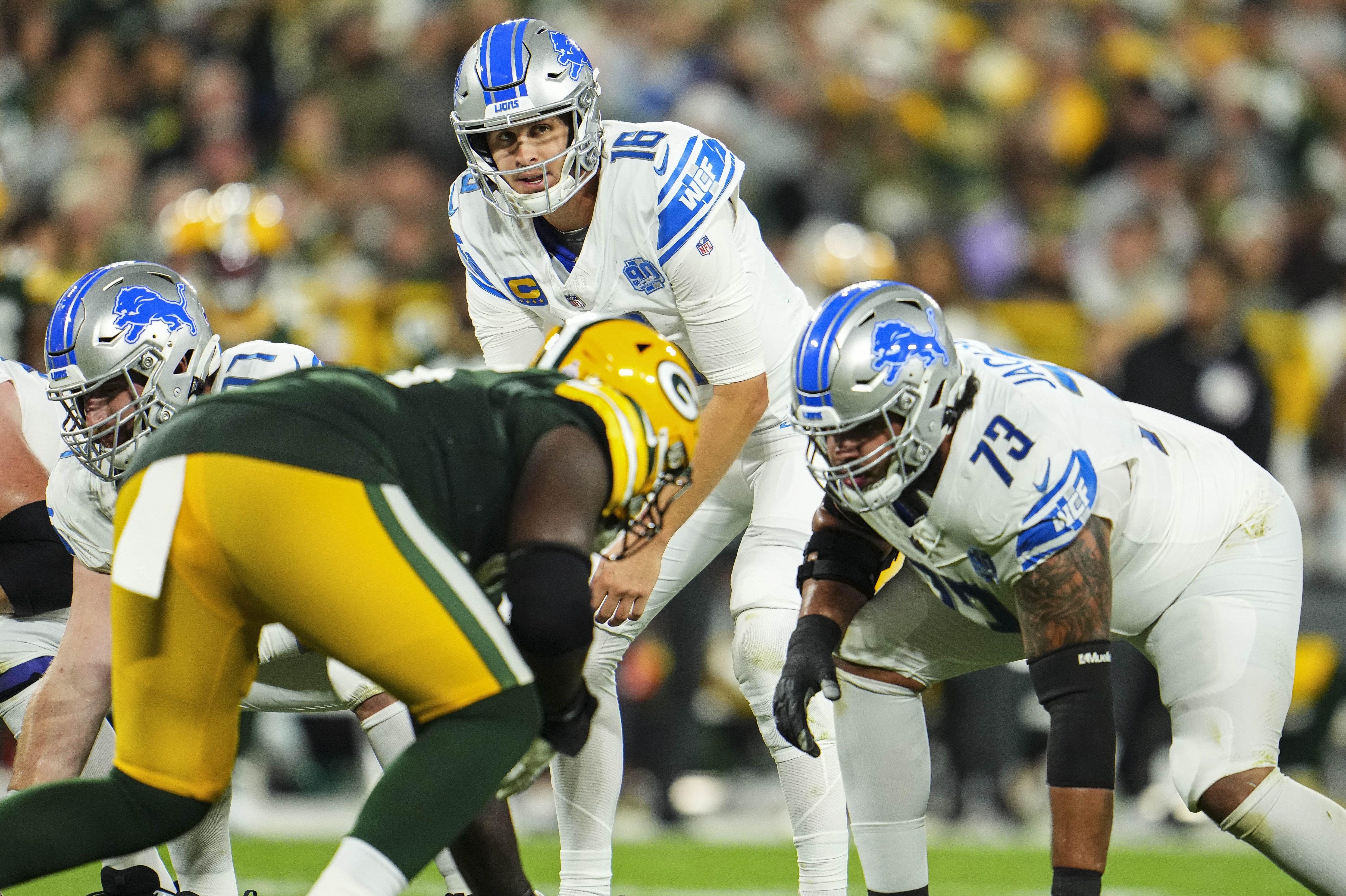 QB Jared Goff of the Detroit Lions stands under center.