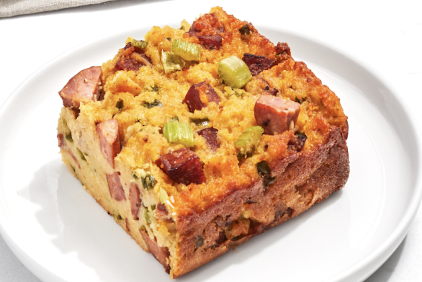 Charlie Mitchell's cornbread and andouille sausage.