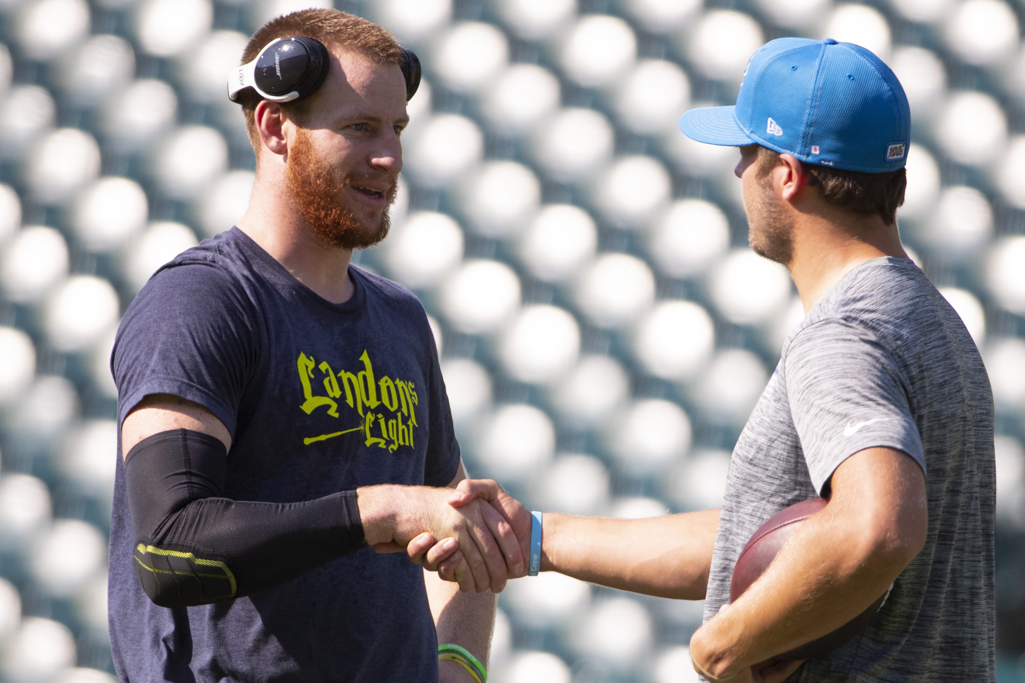 Carson Wentz with Matthew Stafford back in 2019.