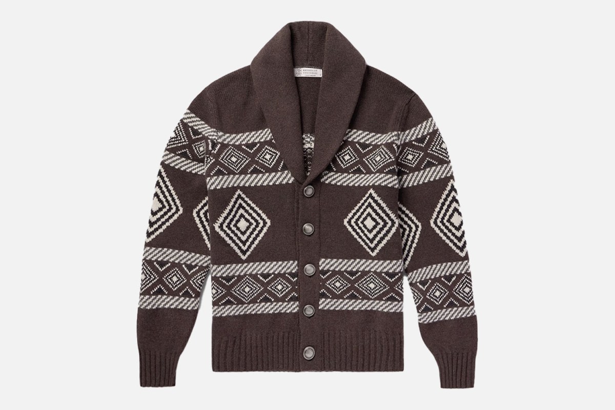 The Luxury Edit: Brunello Cucinelli Shawl-Collar Fair Isle Cashmere Cardigan