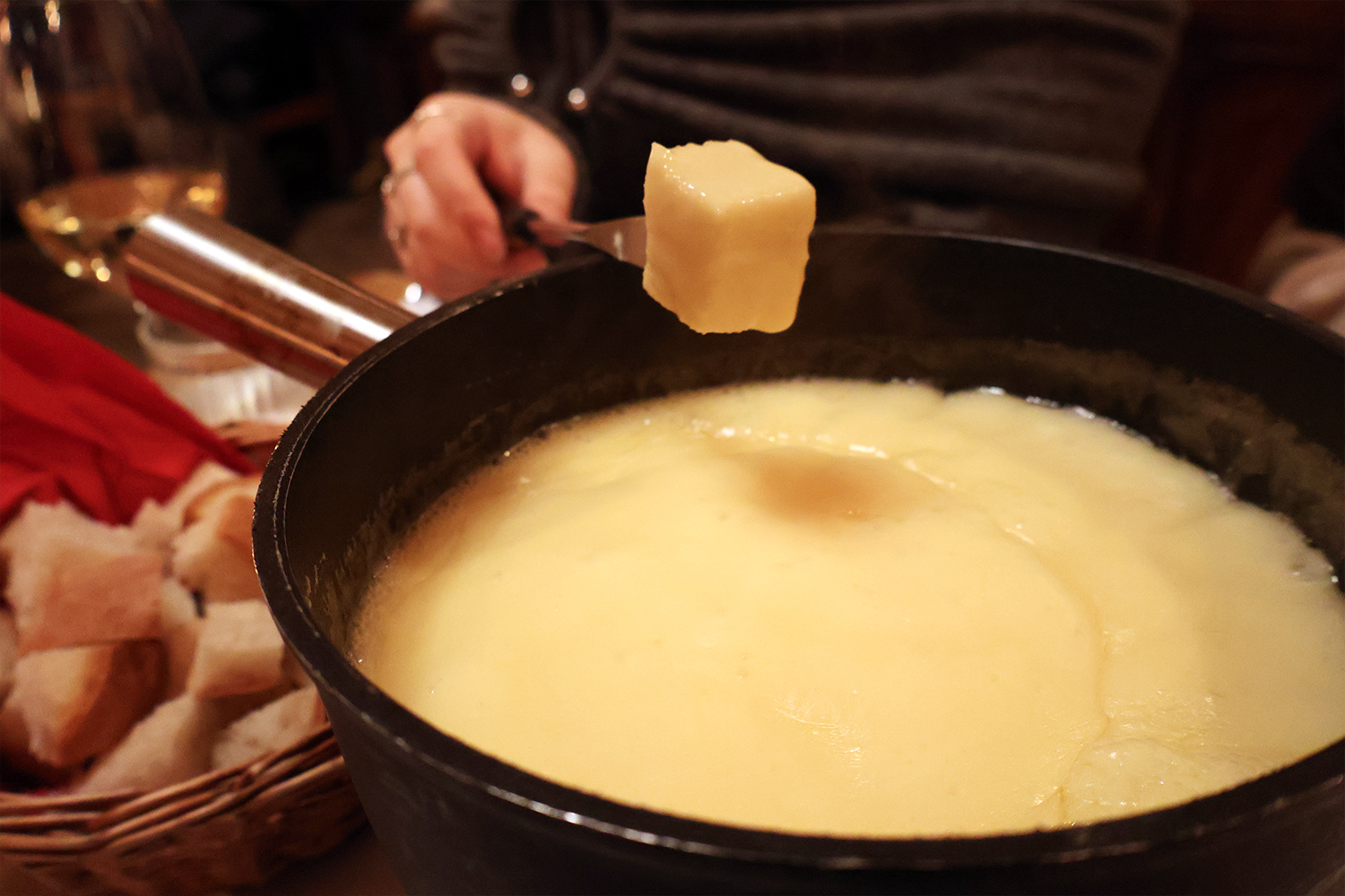 Cheese fondue at The Fondue Chalet