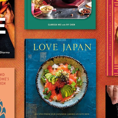 a collage of the best cookbooks from 2023 on an orange background