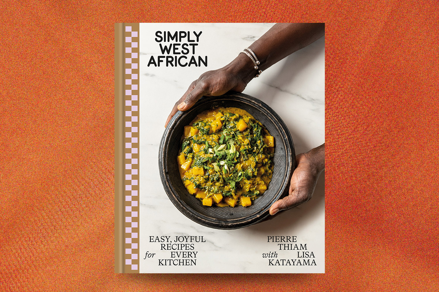 simply west african cookbook on an orange background