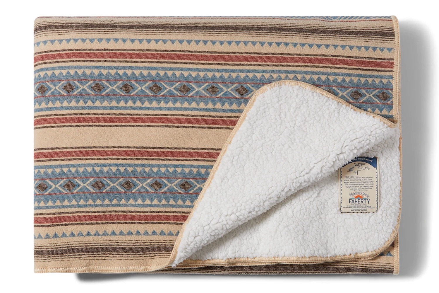 Faherty Doug Good Feather Recycled High Pile Fleece Blanket