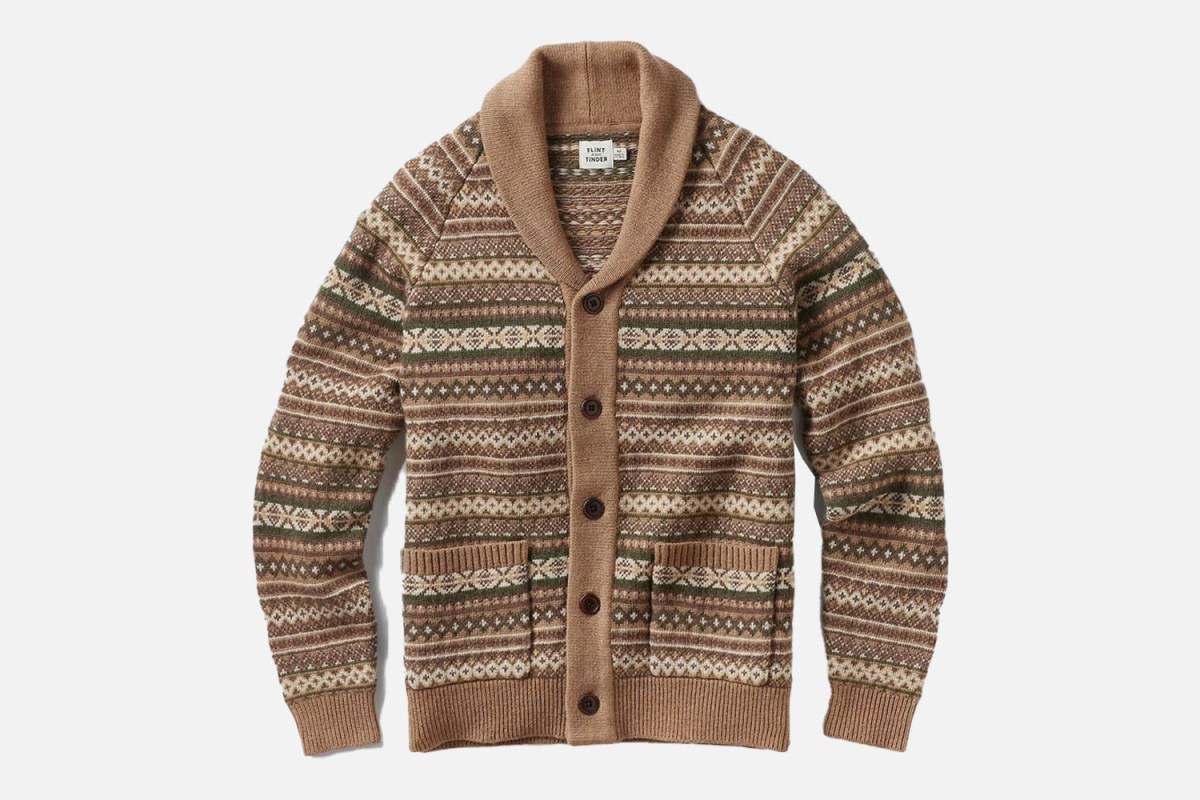 Flint and Tinder Fair Isle Merino Wool Cardigan Sweater