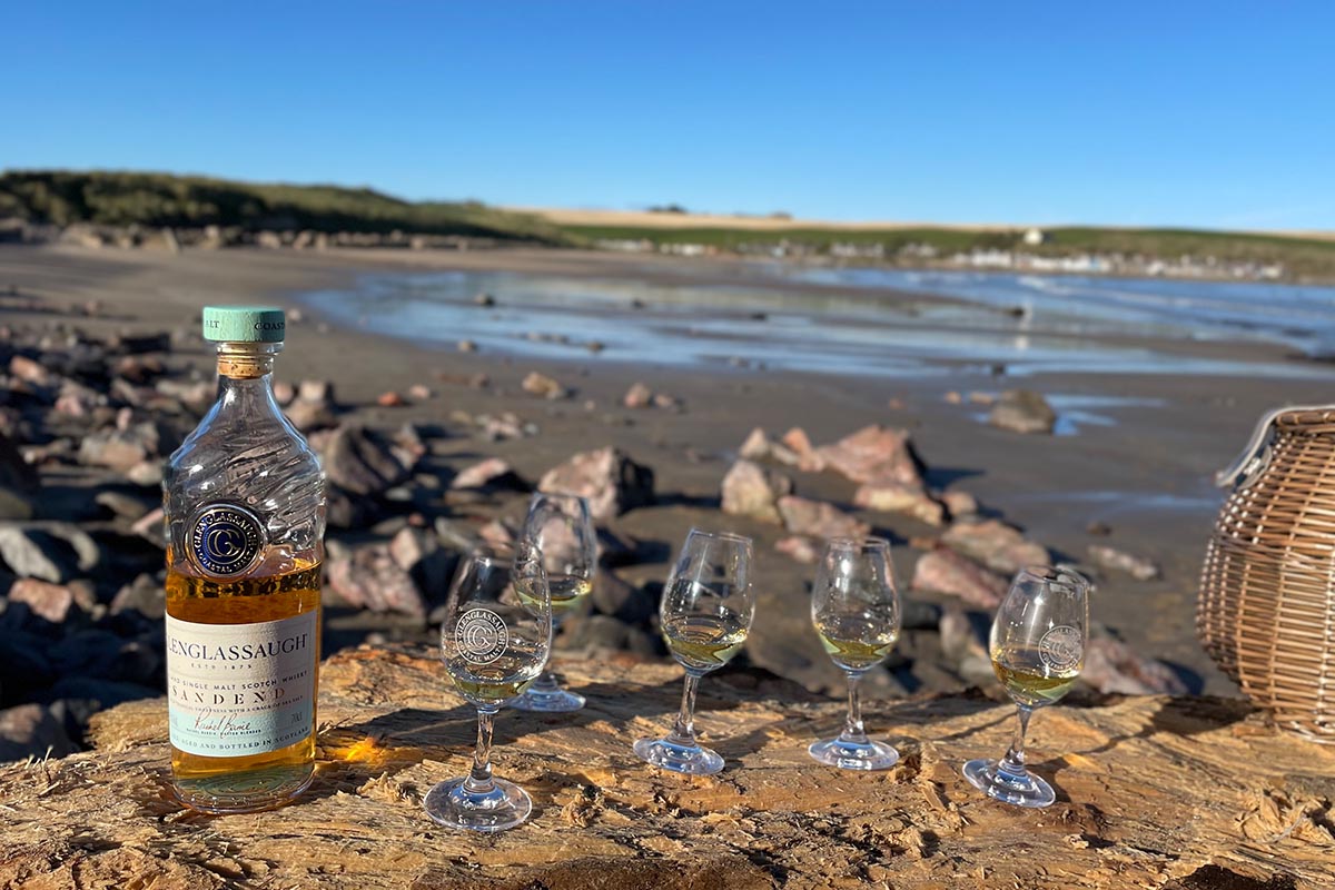 A bottle of Glenglassaugh near the North Sea distillery