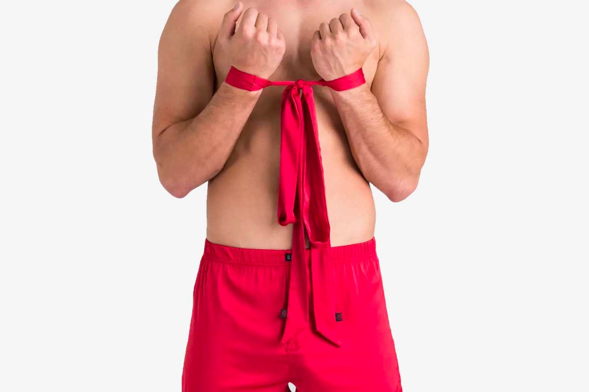 Lovehoney LHM Red Satin Boxer Shorts & Restraints Gift Set