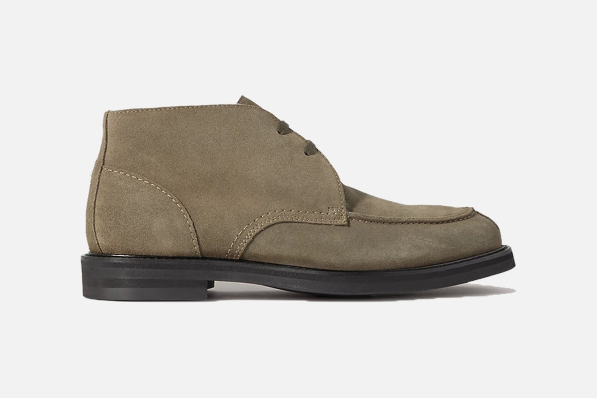 Mr P. Andrew Split-Toe Shearling-Lined Suede Chukka Boots