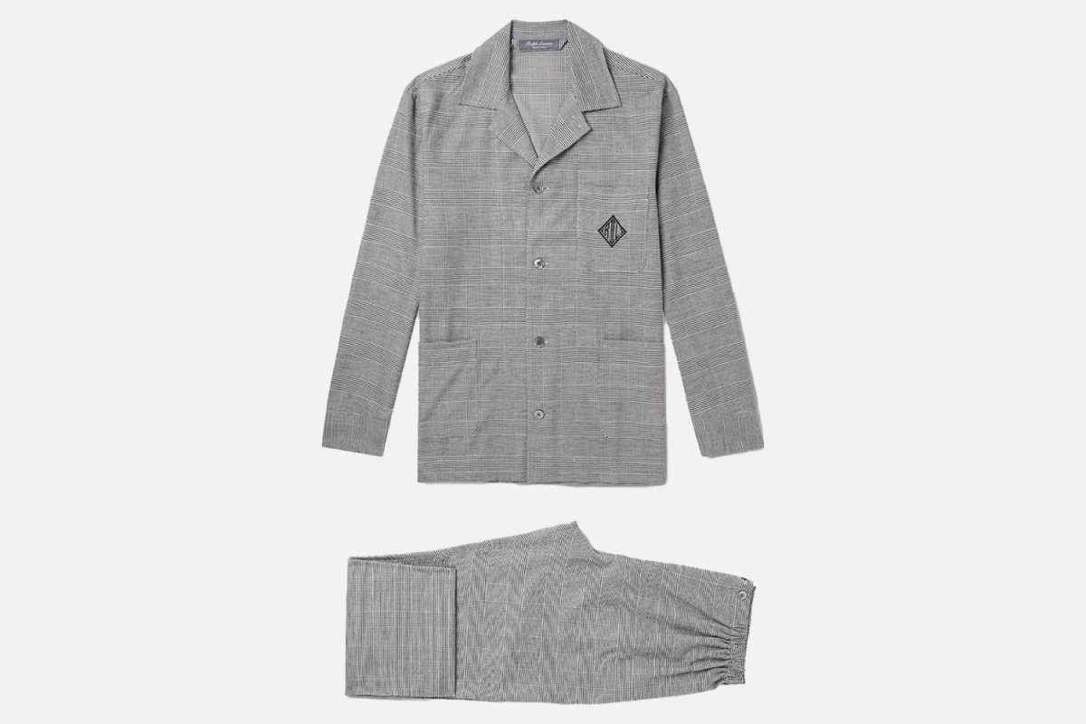 Ralph Lauren Purple Label Logo-Embroidered Prince Of Wales Checked Cotton Pyjama Set