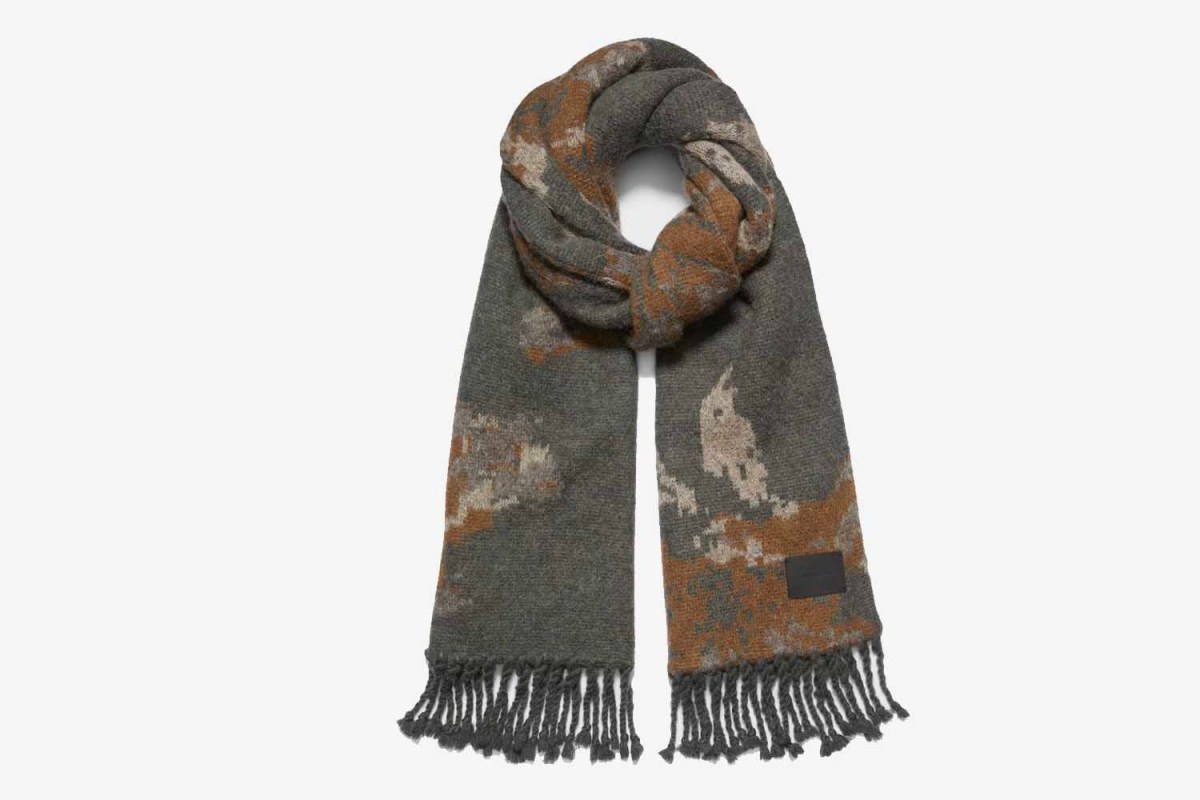 Vince Abstract Floral Brushed Alpaca-Blend Scarf