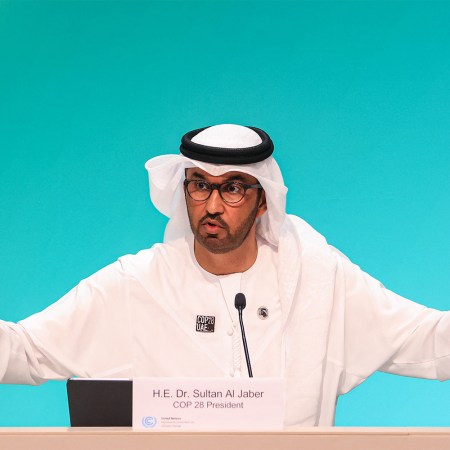 Sultan Ahmed al-Jaber, president of COP28 and CEO of Adnoc, speaking at the climate summit in 2023