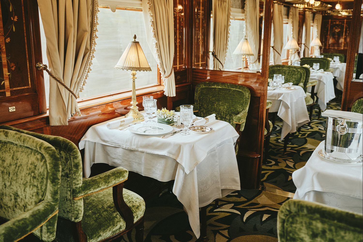 The Restaurant car on the Venice Simplon-Orient-Express train