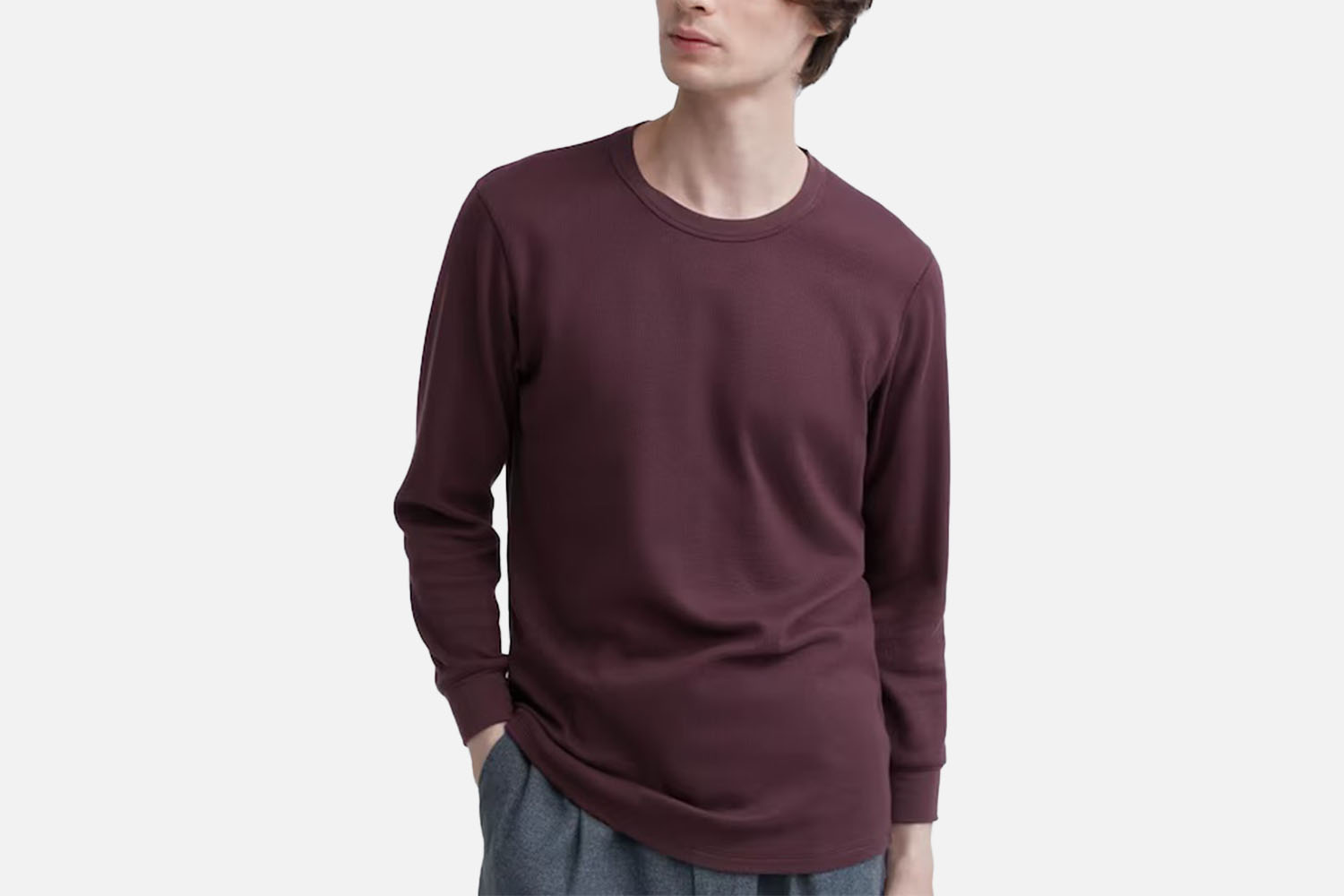 Uniqlo HEATTECH Cotton Waffle Crew Neck Long-Sleeve T-Shirt
