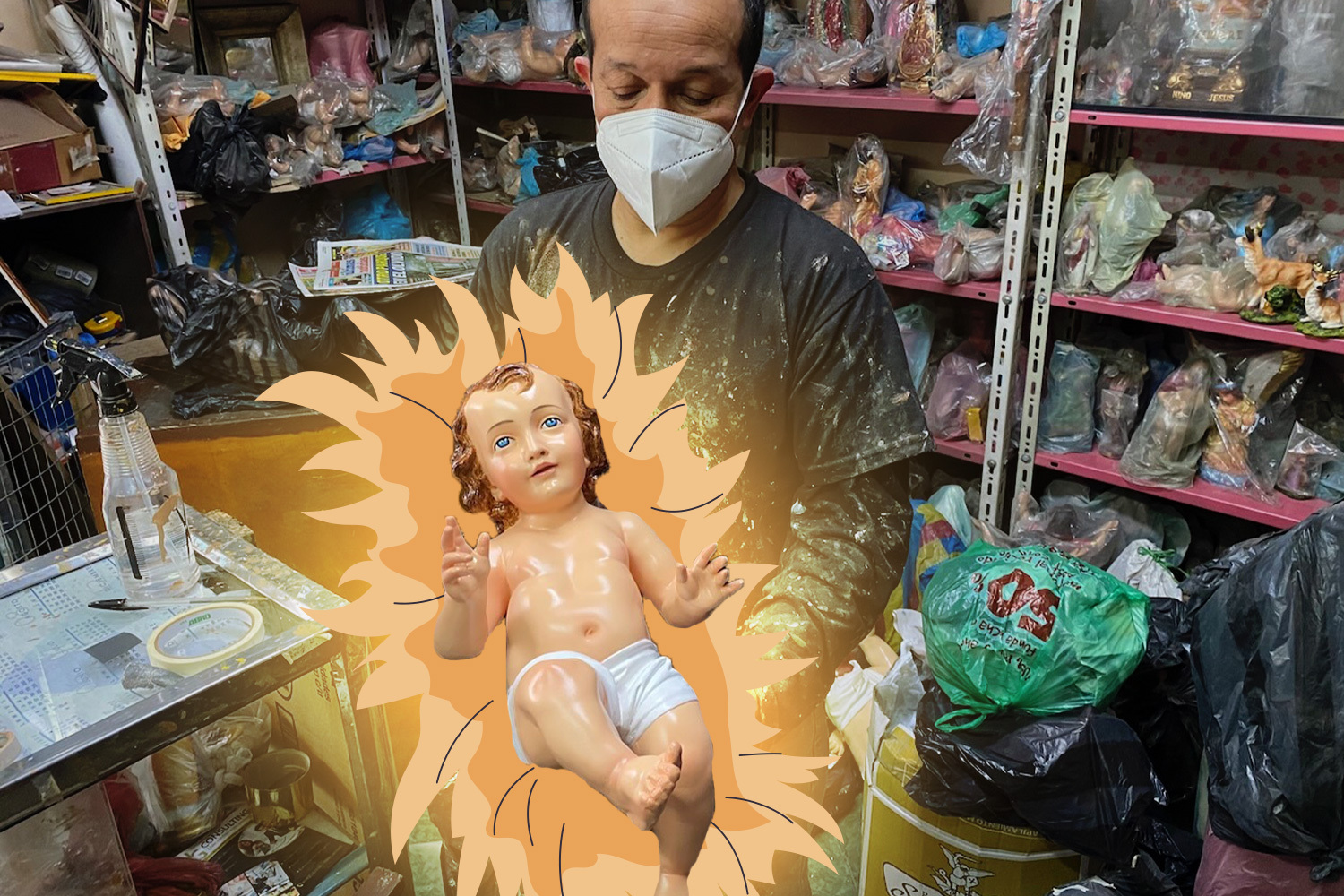 An artist in Quito, Ecuador who fixes broken statues of baby Jesus, a dying art
