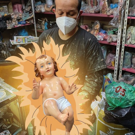 An artist in Quito, Ecuador who fixes broken statues of baby Jesus, a dying art