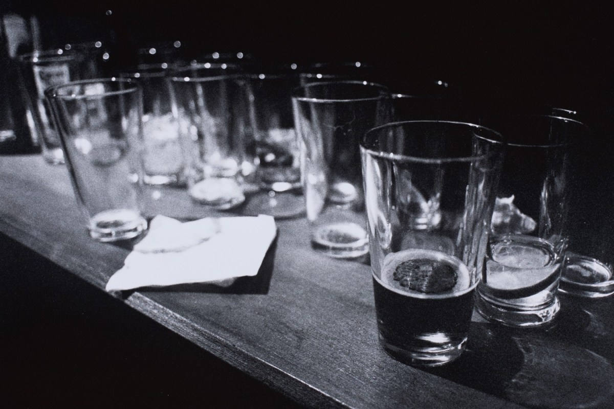 Beer glasses on a bar