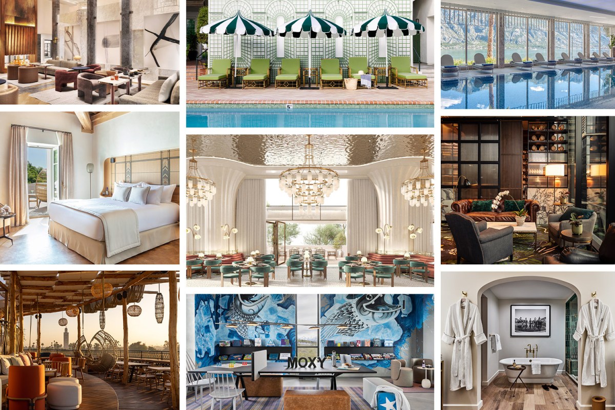 A collage of the best new hotels that opened in 2023. Our travel correspondent discusses 56 of them.