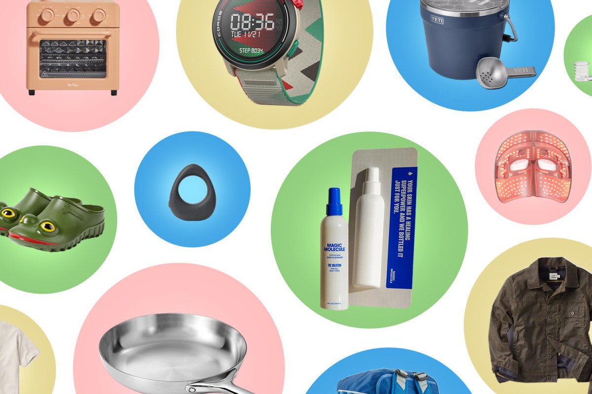 A collage of the products of the year on a bubble background