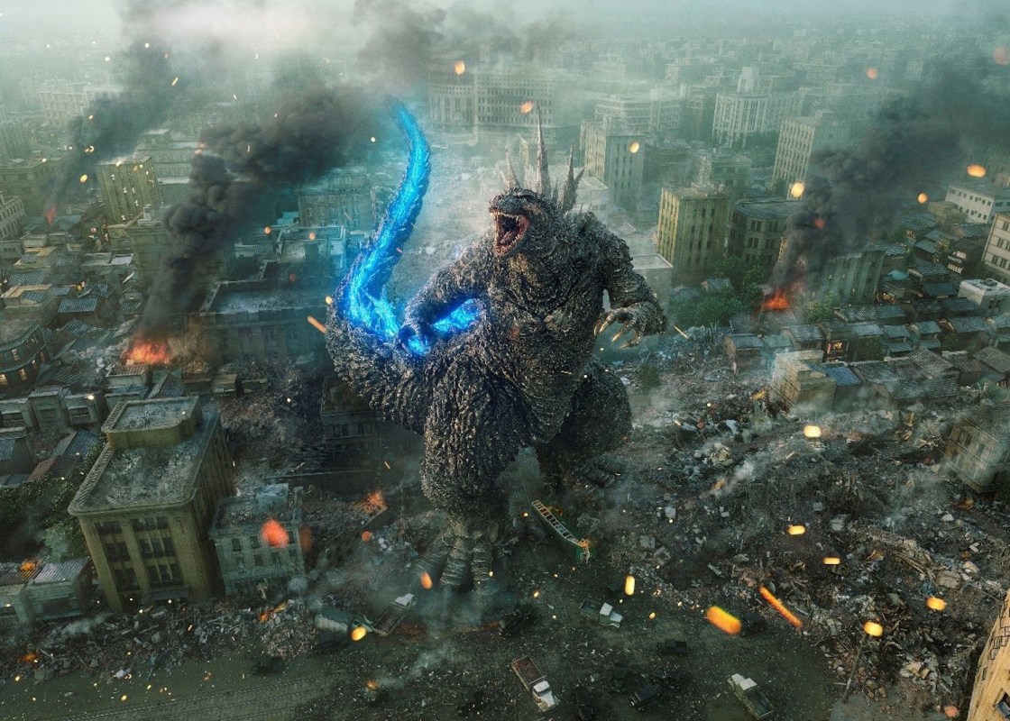 Godzilla in a scene from the new movie "Godzilla Minus One"