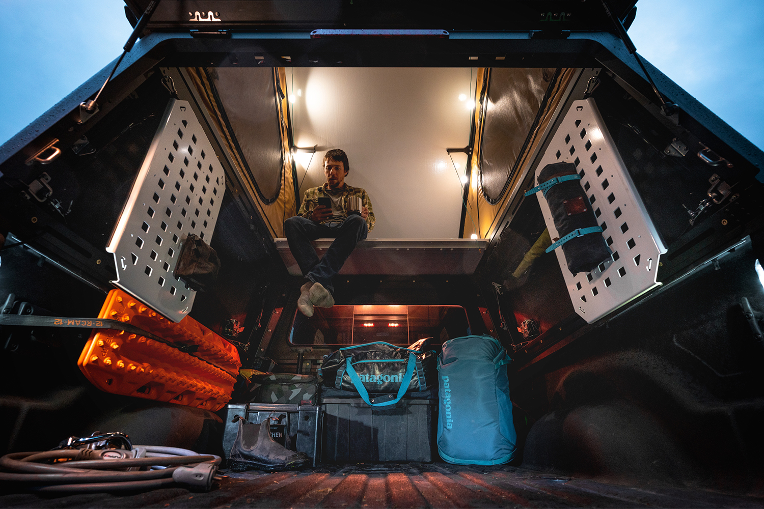 The inside of a truck camper from Super Pacific