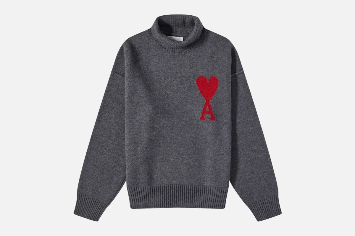 AMI Paris Large A Heart Roll Neck Knit