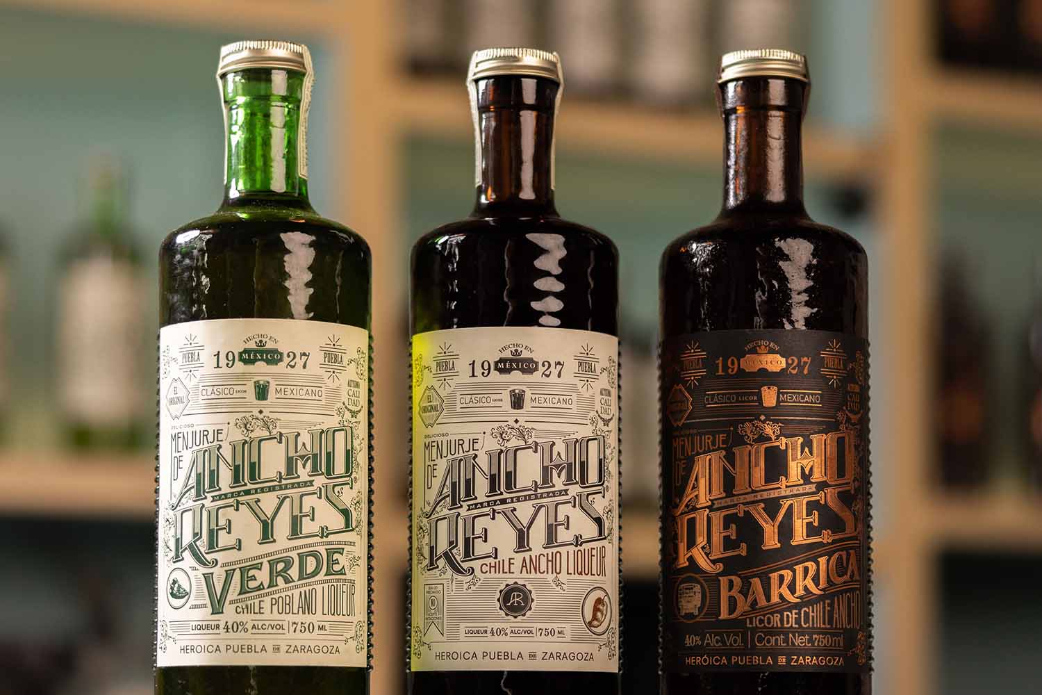 The three bottles produced by Ancho Reyes