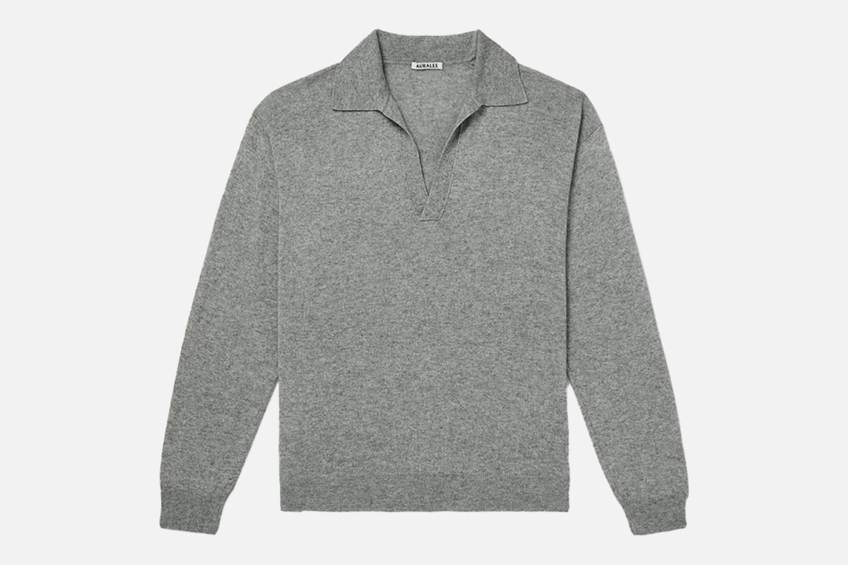 Auralee Cashmere and Silk-Blend Polo Shirt