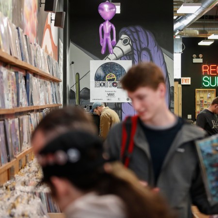 Customers shop at Shuga Records during Record Store Day in Chicago on April 13, 2019