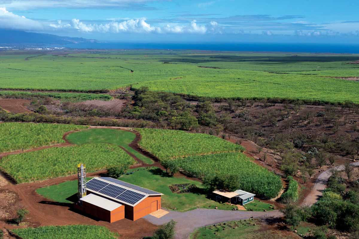 An aerial view of where Ocean Organic Vodka is made on Maui