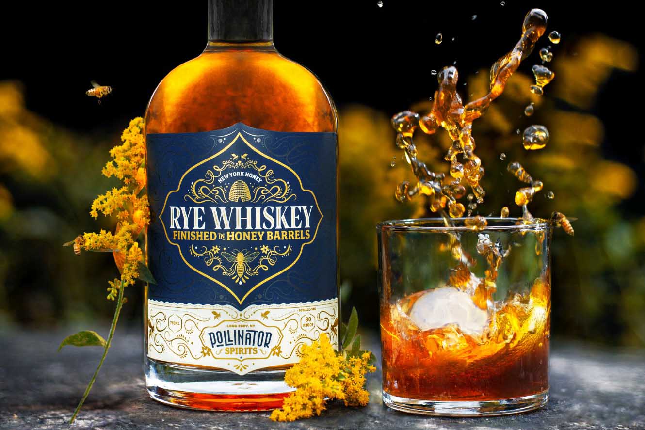 Pollinator Spirits Rye Whiskey Finished in Honey Barrels