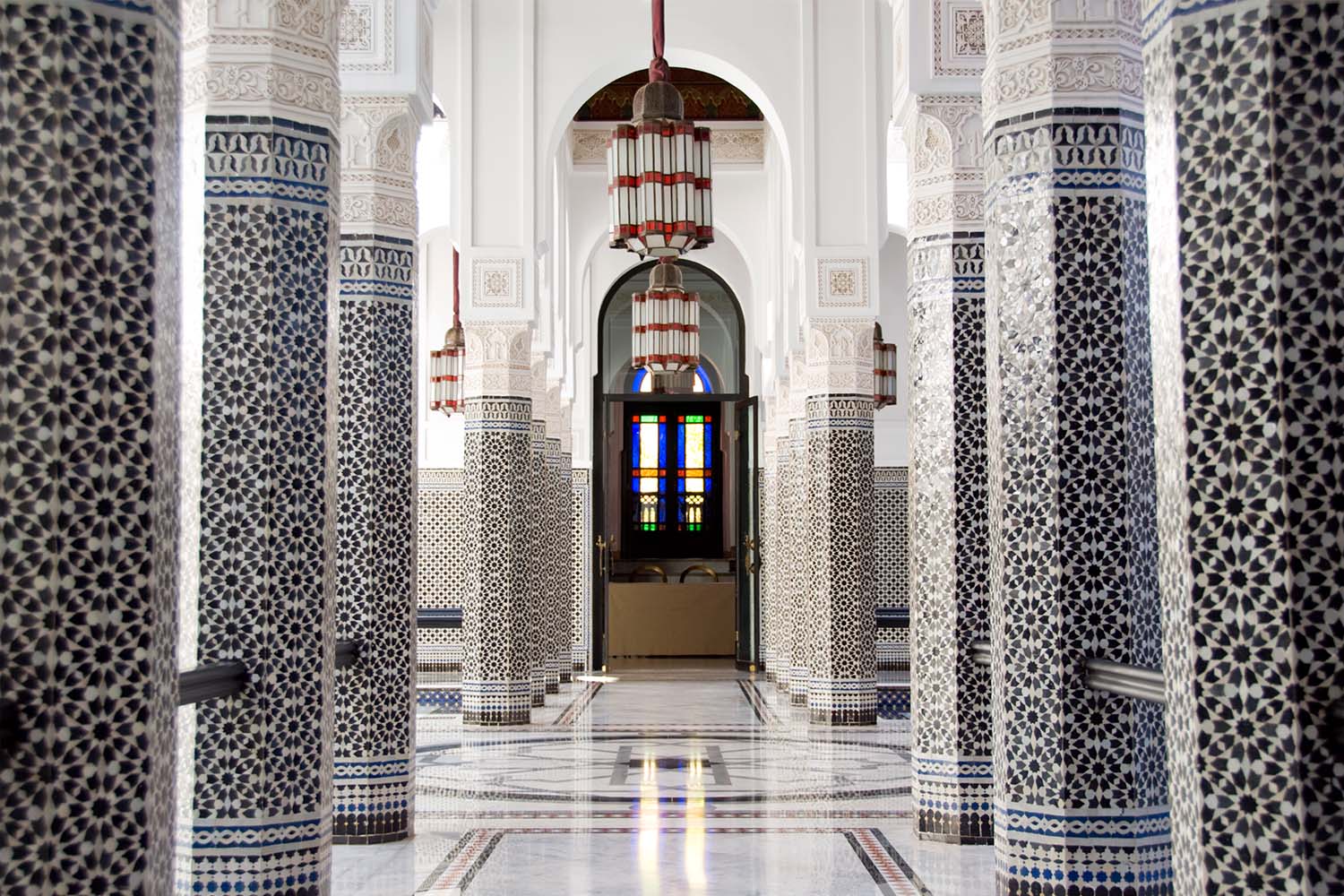 Beautiful tiled colonnade in a Marrakech riad