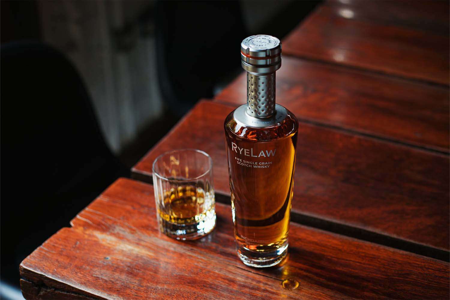 A bottle of RyeLaw from InchDairnie, a Scottish distillery