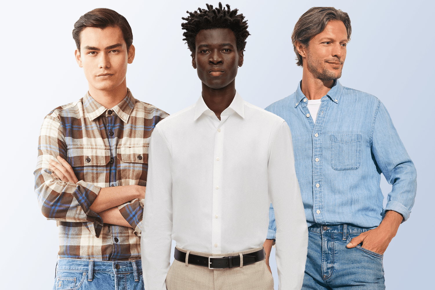 Todd Snyder Flannel' Hugo Boss white long sleeve button-up' Faherty Chambray shirt