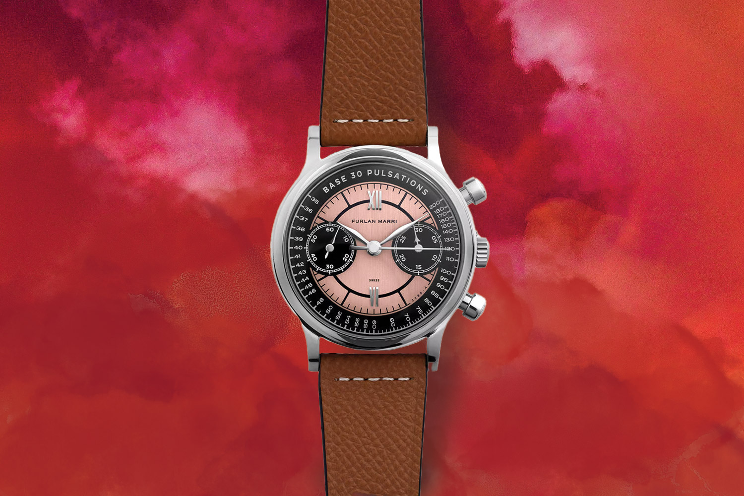 Brown Furlan Marri x Auro x Revo – Flyback Chronographs 3188-A ‘Salmon Flyback’ with pink and black face
