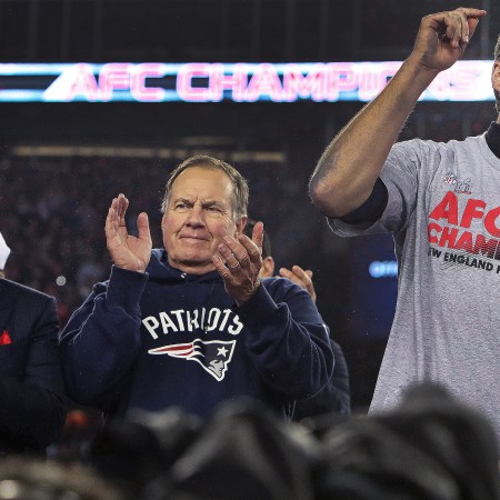 Patriots owner Robert Kraft with Bill Belichick, and Tom Brady in 2017.