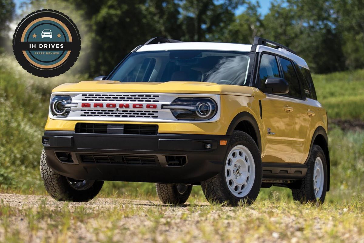 2024 Ford Bronco Sport Heritage Edition in yellow. We test drove the retro SUV — here's our full review.