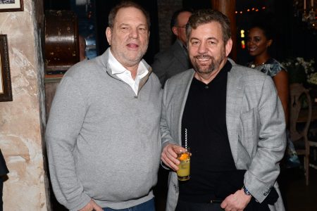 Harvey Weinstein and James Dolan attend a celebration for Bryan Cranston in 2015.