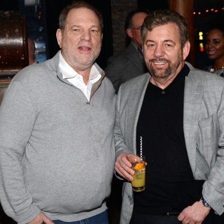 Harvey Weinstein and James Dolan attend a celebration for Bryan Cranston in 2015.