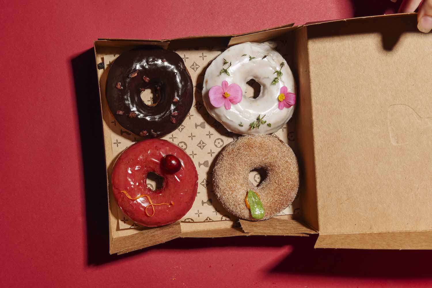 Four donuts in a box 