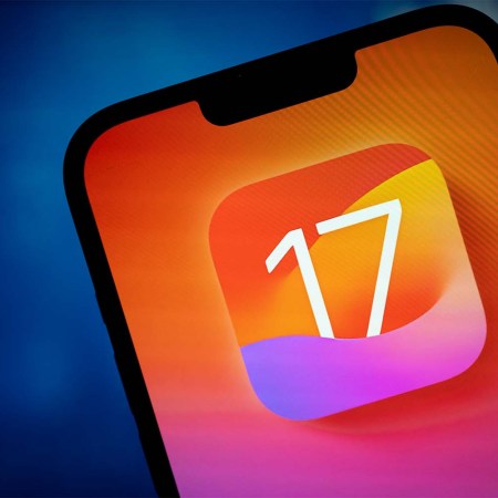 The iOS 17 logo operating system is seen on an iPhone in this illustration photo taken in Warsaw, Poland on 21 November, 2023